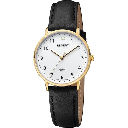 Regent Leder Damen Uhr Armbanduhr Quarz schwarz Lederarmband D2URGM2307
