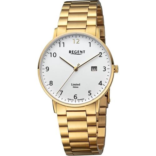 Regent Metall Herren Uhr Armbanduhr Quarz gold Metallarmband D2URGM2301