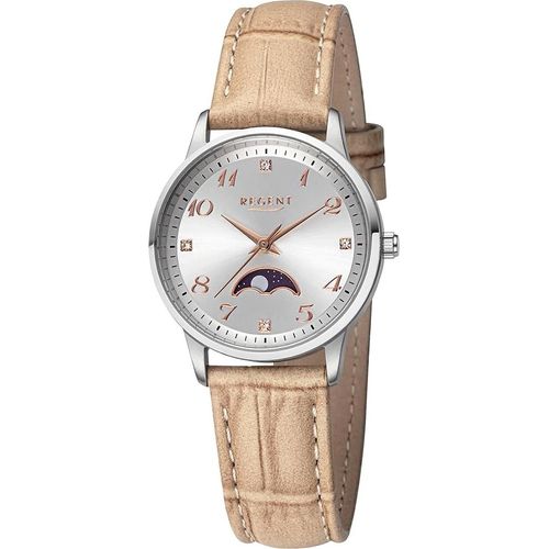 Regent Leder Damen Uhr Armbanduhr Quarz hellbraun Lederarmband D2UR2112551