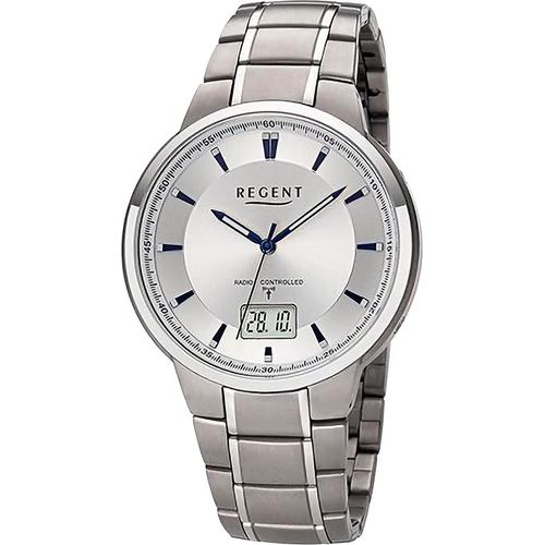 Regent Metall Herren Uhr Armbanduhr Quarz silber Funkuhren D2URFR268