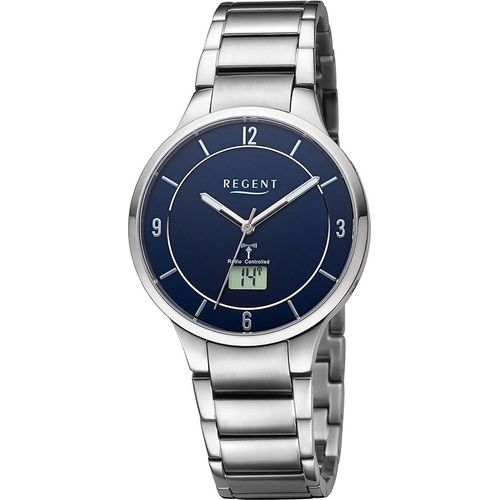 Regent Metall Herren Uhr Armbanduhr Quarz silber Funkuhren D2URFR290