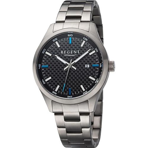 Regent Titan Herren Uhr Armbanduhr Quarz grau Titan-Uhren D2URBA760
