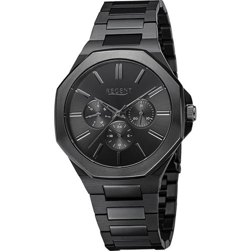 Regent Metall Herren Uhr Armbanduhr Quarz schwarz Metallarmband D2URBA771