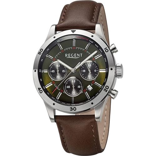Regent Leder Herren Uhr Armbanduhr Quarz dunkelbraun Lederarmband D2URBA822