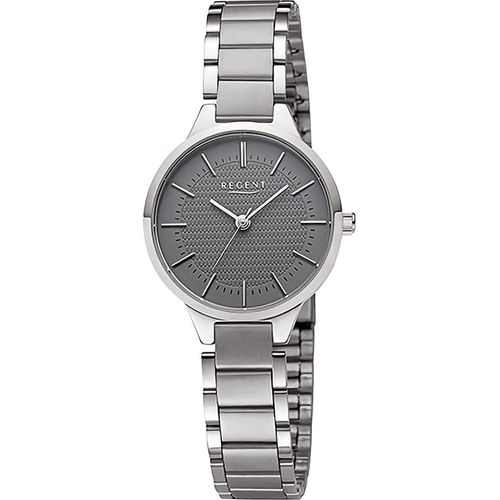 Regent Metall Damen Uhr Armbanduhr Quarz silber grau Metallarmband D2URF1501