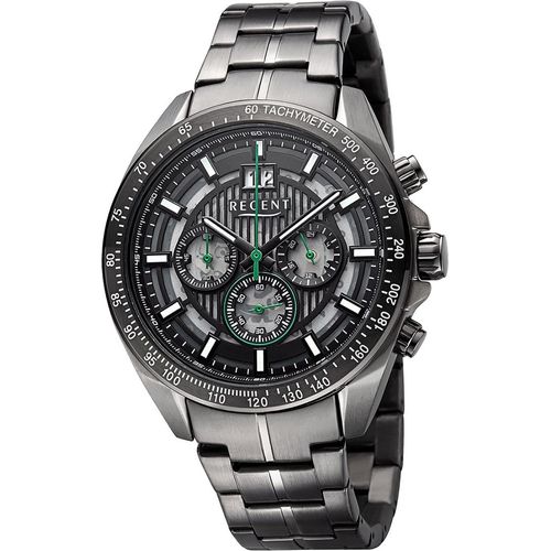 Regent Metall Herren Uhr Armbanduhr Quarz dunkelgrau Metallarmband D2URBA832