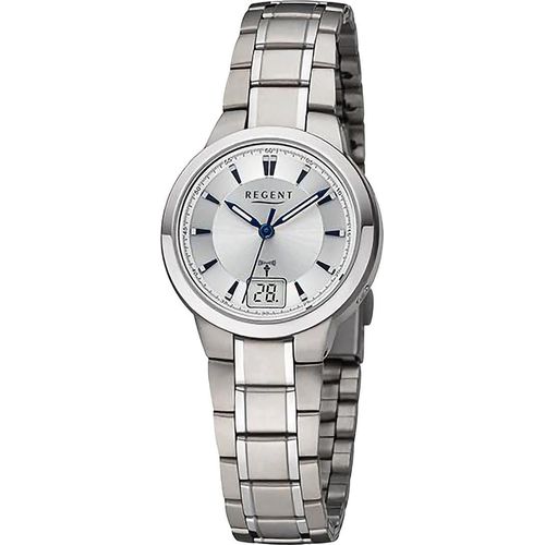 Regent Metall Damen Uhr Armbanduhr Quarz silber Funkuhren D2URFR270