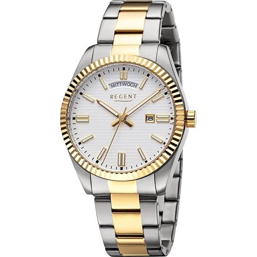 Regent Metall Herren Uhr Armbanduhr Quarz silber gold Metallarmband D2UR1162588