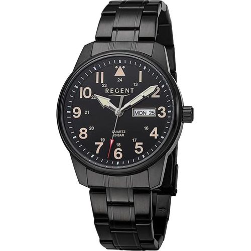 Regent Metall Herren Uhr Armbanduhr Quarz schwarz Metallarmband D2URF1278