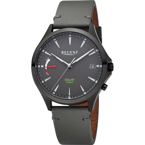 Regent Leder Herren Uhr Armbanduhr Quarz grau Lederarmband D2URF1551