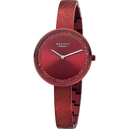 Regent Metall Damen Uhr Armbanduhr Quarz rot Metallarmband D2URBA688
