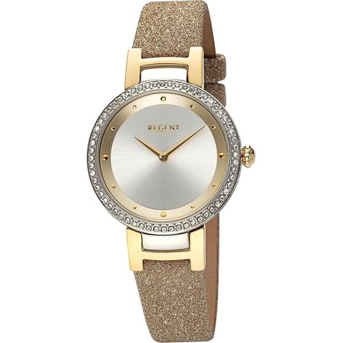 Regent Leder Damen Uhr Armbanduhr Quarz gold Lederarmband D2URBA800