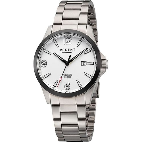 Regent Titan Herren Uhr Armbanduhr Quarz grau Titan-Uhren D2URF1444