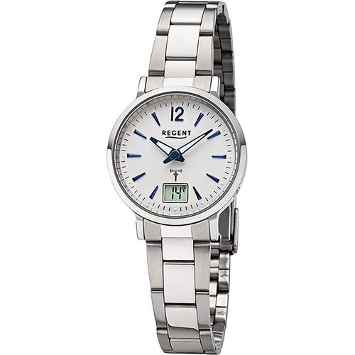 Regent Metall Damen Uhr Armbanduhr Quarz silber Funkuhren D2URFR267