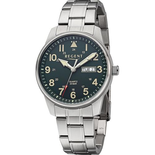Regent Metall Herren Uhr Armbanduhr Quarz silber Metallarmband D2URF1445