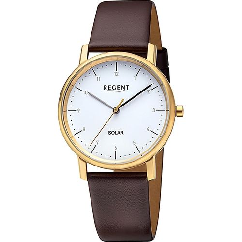 Regent Leder Damen Uhr Armbanduhr Quarz dunkelbraun Lederarmband D2URF1555