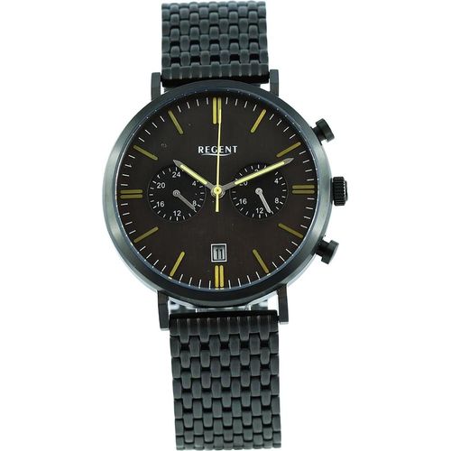 Regent Metall Herren Uhr Armbanduhr Quarz schwarz Metallarmband D2UR1152503