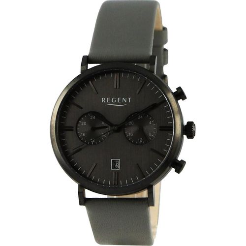 Regent Leder Herren Uhr Armbanduhr Quarz dunkelgrau Lederarmband D2UR1111501