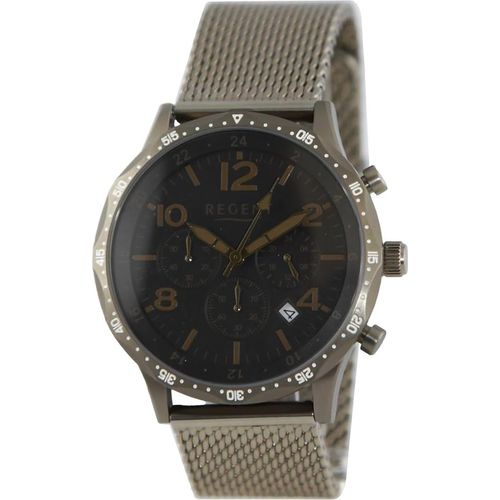 Regent Metall Herren Uhr Armbanduhr Quarz hellbraun Metallarmband D2UR1151548