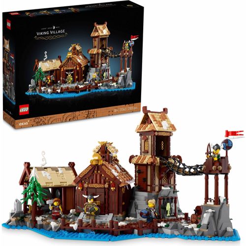 LEGO 21343 Ideas Wikingerdorf Modellbausatz für Erwachsene, großes Set mit Langhaus, mittelalterlicher Schmiede und Wachturm, Geschenkidee für Geschichtsfans, Männer, Frauen, Sie und Ihn
