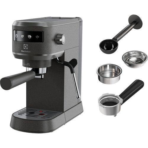 Electrolux 910 003 706 E6EC1-6BST, Espressomaschine, Kaffeepad, Gemahlener Kaffee, 1450 W, Schwarz, Edelstahl