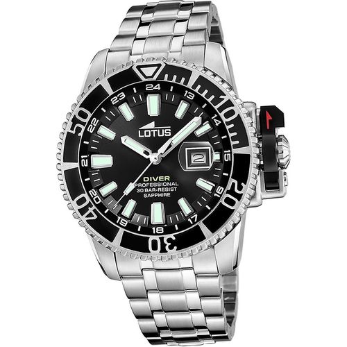 Lotus Edelstahl Silikon Herren Uhr silber schwarz Elegant Classic D2UL18938/4