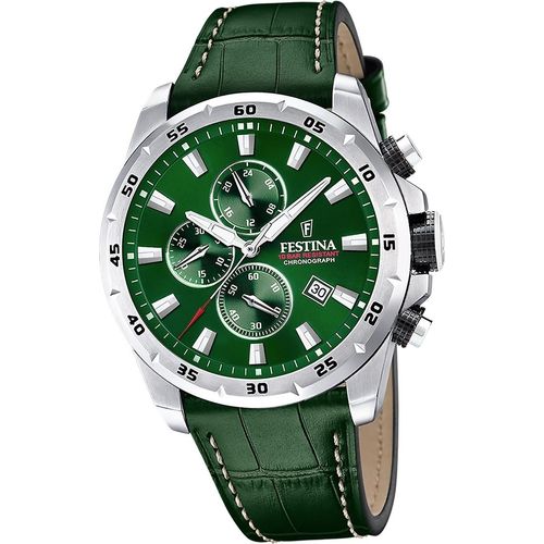 Festina Leder Herren Uhr Armbanduhr grün Elegant D2UF20692/3
