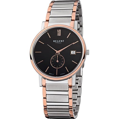 Regent Edelstahl Herren Uhr GM-1409 Quarzuhr Armband silber rosegold D2URGM1409