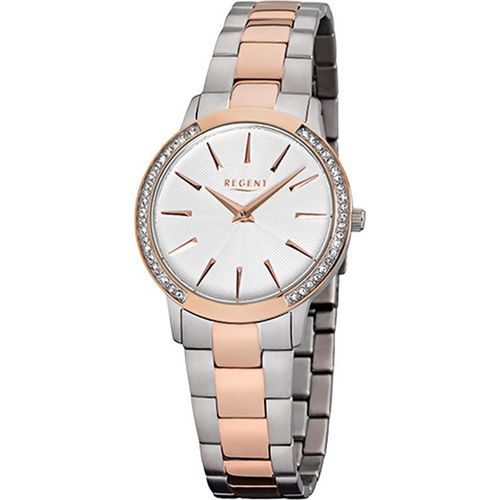 Regent Edelstahl Damen Uhr F-1056 Quarzuhr Armband silber rosegold D2URF1056