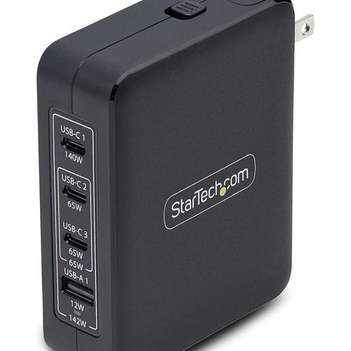 StarTech.com 140W USB-C-Wandladegerät, 3x USB-C/1x USB-A, PD 3.1 Internationaler GaN-Ladegerät für MacBook/Dell XPS/Inspiron, USB Typ C Netzteil, Laptop USBC Ladestecker