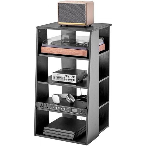 5-stufiger freistehender Medienständer aus Holz - Audio-Video-Medienständer - TV-Ständer für Wohnzimmer und Büro - stabiler und eleganter Design