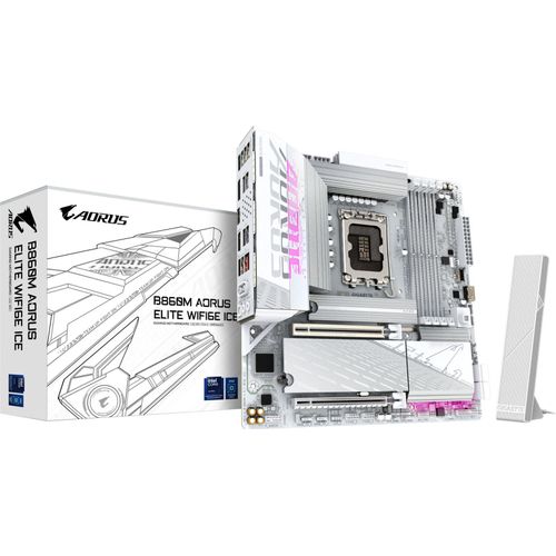 GIGABYTE B860M AORUS ELITE WIFI6E ICE mATX Mainboard Sockel 1851 DP/HDMI