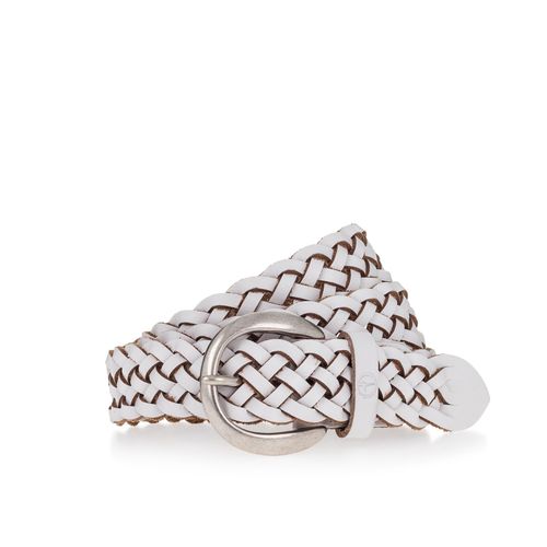 Flechtgürtel TAMARIS, Damen, Gr. 90, weiß, Rindsleder, Flechtoptik, unifarben, Gürtel, Individuell längenverstellbar, 3 cm breit