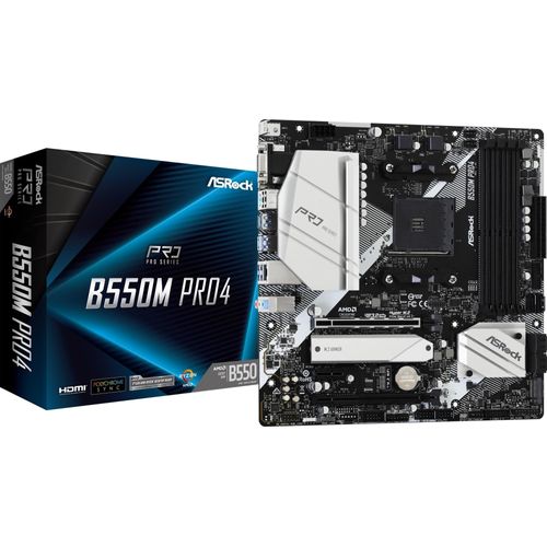 ASRock B550M Pro4 - AMD - Socket AM4 - AMD Ryzen 3 3rd Gen - 3rd Generation AMD Ryzen 5 - 3rd Genera
