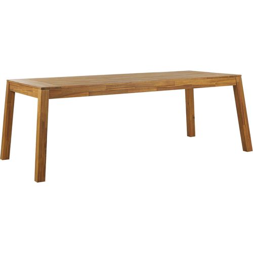 BELIANI Gartentisch Hellbraun Akazienholz rechteckig 210 x 90 cm Rustikaler Stil Terrasse Esszimmer Wohnzimmer Terrasse Möbel