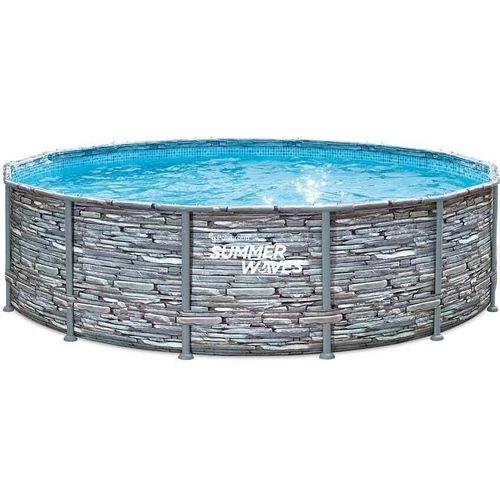 Summer Waves Elite Frame Pool Aufstellpool rund Komplettset Steinoptik Ø 427x107 cm