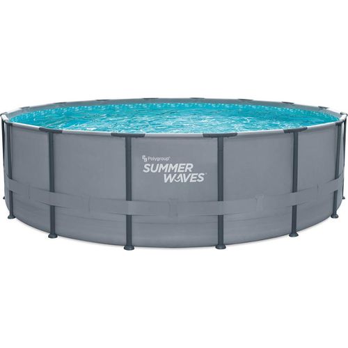 Summer Waves Elite Frame Pool Aufstellpool rund Komplettset Grau Ø 488x122 cm