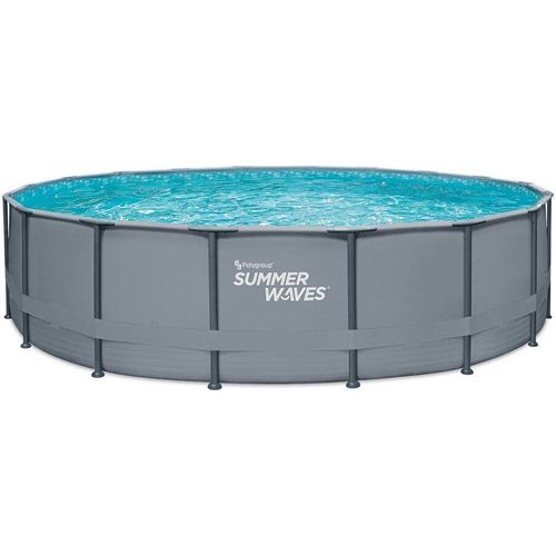 Summer Waves Elite Frame Pool Aufstellpool rund Komplettset Grau Ø 549x132 cm