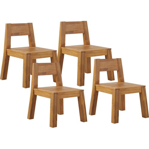 BELIANI Gartenstuhl 4er Set Hellbraun Akazienholz mit Rückenlehne rustikaler Stil Balkon Terrasse Outdoor Indoor Möbel Gartenausstattung