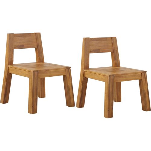 BELIANI Gartenstuhl 2er Set Hellbraun aus Akazienholz mit Rückenlehne rustikaler Stil Balkon Terrasse Outdoor Indoor Möbel Gartenausstattung