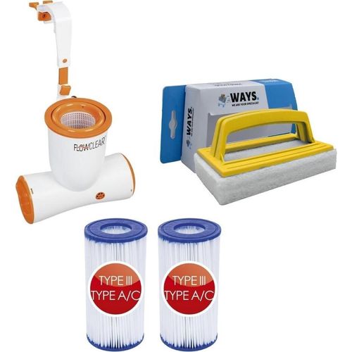 Bestway - Abschäumer 3974 L/u & 2 Filter Typ III & WAYS Scheuerbürste