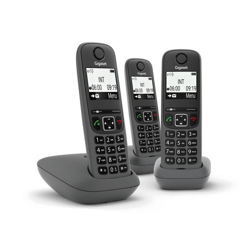 Gigaset AS490 Trio Schwarz DECT Schnurlostelefon mit Freisprecheinrichtung und Anrufer-ID