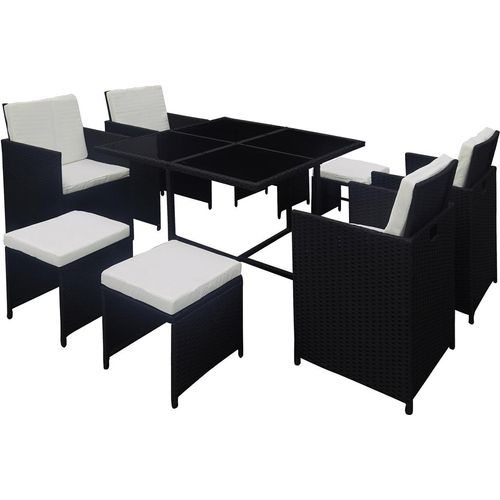 Kondela Kubikus künstliches Rattan-Gartenset – schwarz / creme