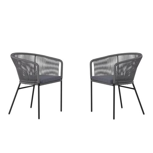 Ambia Garden Gartensessel-Set , Grau, Schwarz , Metall, Textil , 56x59x72 cm , Gartenmöbel, Gartenstühle, Gartenstühle