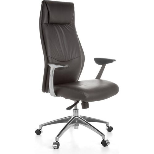 Drehstuhl Bürostuhl Chefsessel LONDON -Echtleder Braun