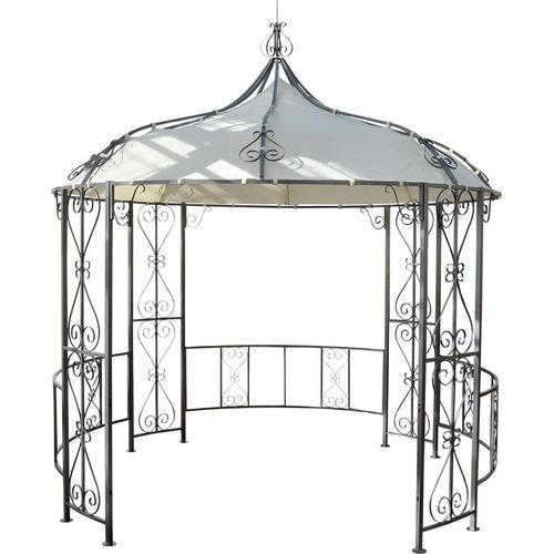 Pergola Cabrera, Rundpavillon Garten Pavillon, stabiles Stahl-Gestell, Ø 3m creme