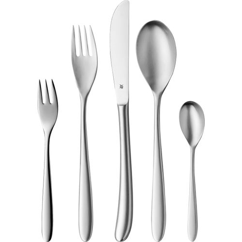 WMF Silk Besteckset, 12 Personen, 66 teilig, 60 Teile mit Servierbesteck, Monobloc-Messer, Cromargan Edelstahl mattiert, spülmaschinengeeignet