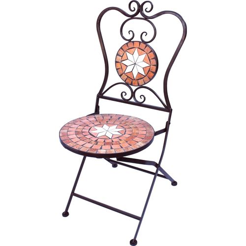 DanDiBo Gartenstuhl Metall Mosaik Merano Stuhl 12002 H-95 cm Metallstuhl Mediterran Wetterfest Bistrostuhl Gartenmöbel Klappstuhl mit Naturstein