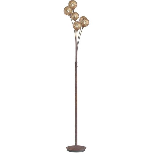 Stehlampe - Goldgelb - Braun - Stahl - 6-flammig - H 181 cm