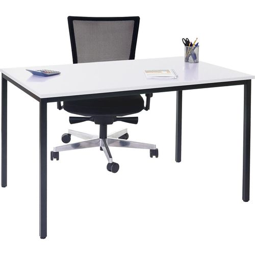 Schreibtisch Braila, Konferenztisch Bürotisch Seminartisch, 120x80cm MDF weiß